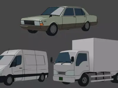 Blender Toonshaded Vehicle Kit Low-poly 3D model