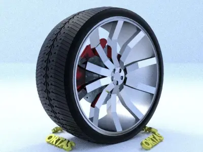 ORTAS CAR RIM 14 GAME READY RIM TIRE AND DISC 3D model