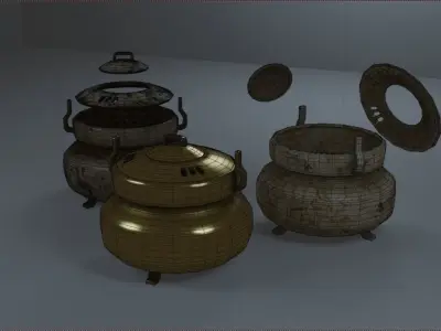Incense burner PBR low-poly game ready Free low-poly 3D model