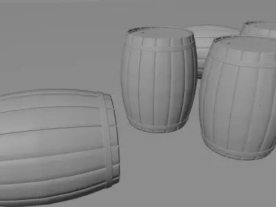 High-quality 3D model of a wooden barrel set 3D model