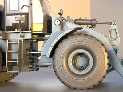Wheel Loader Gray Blue Low-poly 3D model