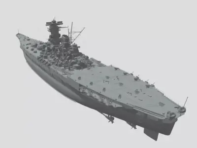 Aki Japanese Yamato Hybrid Class Battleship 3D print model