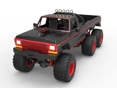 Monster Truck 6x6 concept Version 1 Scale 1 to 25 3D print model