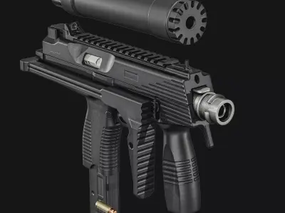 Thomet MP9 SubMachine Gun Low-poly 3D model