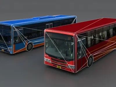 AMTS and BRTS Buses Low-poly 3D model