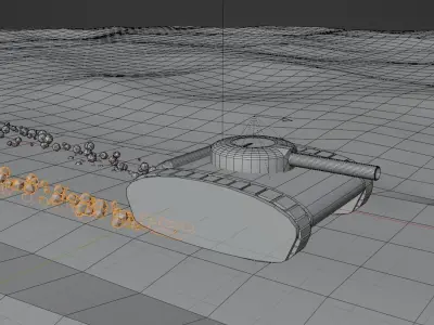 Low Poly Tank orange in desert Free low-poly 3D model