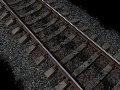 Railroad wit Concrete Sleepers Low-poly 3D model