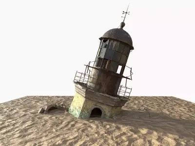 Sunken Lighthouse  In The Desert 3D model