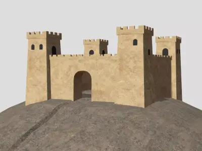 Fortress Building - Low-poly PBR model Free low-poly 3D model