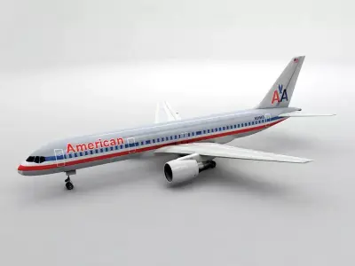 Boeing 757-200 Airliner - American Airlines Low-poly 3D model