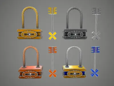PADLOCK  9 CARTOON STYLIZED Low-poly 3D model