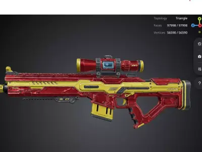 Red and Yellow Rifle 3D model