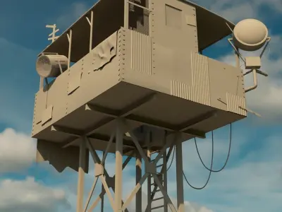 Rusty Military tower Low-poly 3D model
