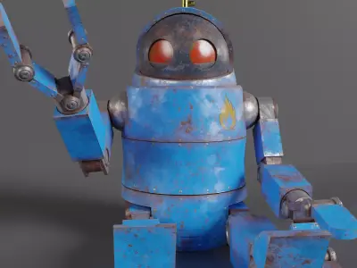Cute Rusty Robot Low-poly 3D model