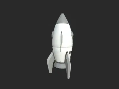Cartoon Spaceship 06 Black White - Spacecraft Vehicle SciFi Low-poly 3D model
