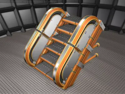 Sci-Fi Stairs - 29 - Orange  Version Low-poly 3D model