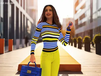 Fashionable European Female with Handbag Rigged for Maya 3D model