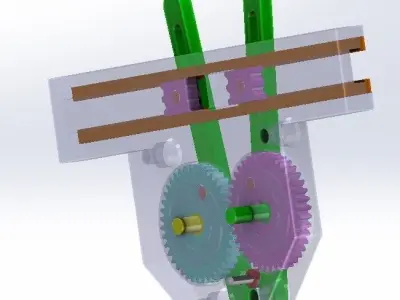 Mechanism Design A001-Rotating to Linear motion-gear and rod Free 3D print model
