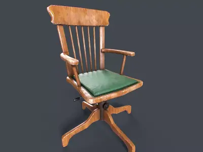 Antique Office Chair Low-poly 3D model