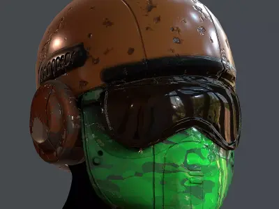 Gas mask helmet 3d model scifi Low-poly Low-poly 3D model Low-poly 3D model 14