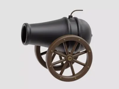 Cannon cartoon Low-poly 3D model