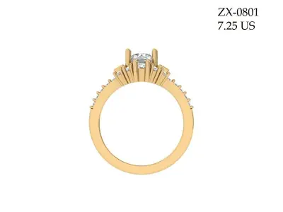 Solitaire Engagement Art Deco Ring 3D print model 55