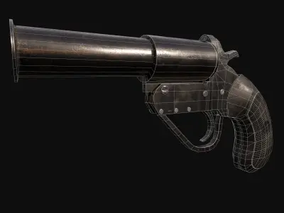 British Flare Gun Free low-poly 3D model