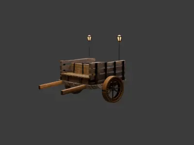 Game ready fantasy cart Low-poly 3D model