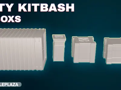 7 sci-fi boxes  Low-poly 3D model
