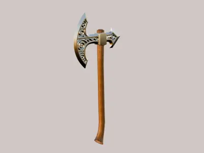 Model of a Viking battle ax with runes Low-poly 3D model