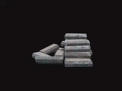 Medieval Iron Ingots Low-poly 3D model