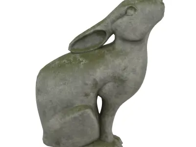 Rabbit stone statues Low-poly 3D model