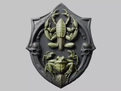 3D Scorpion Shield Emblem Low-poly 3D model