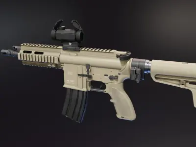 HK416 Compact Low-poly 3D model