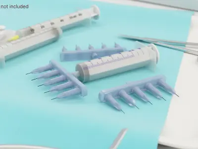 Multi Injector 5 Needles Straight Transparent 3D model