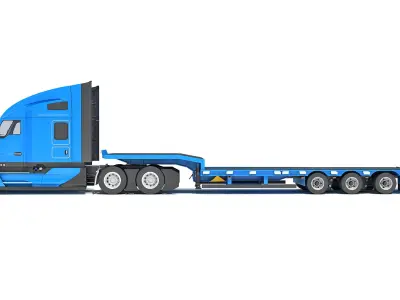 Truck with Platform Trailer 3D model get