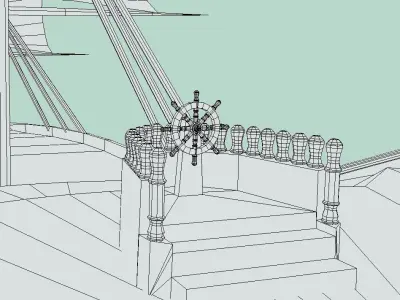 Airship pirate ship Low-poly 3D model