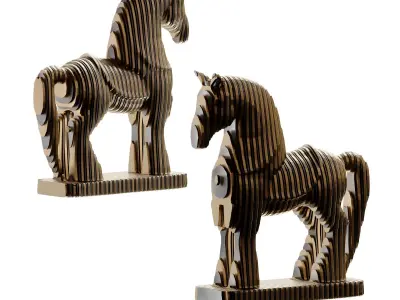 New Chinese art war horse sculpture 3D model