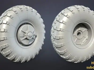 Military Truck Wheels High-Poly Set 3D model