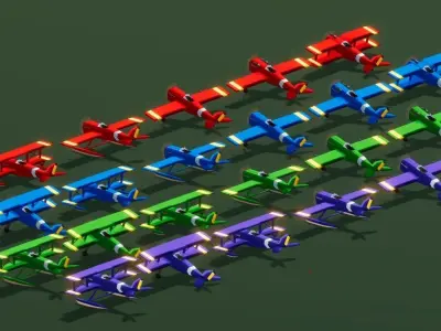 Modular Low poly airplanes pack Low-poly 3D model
