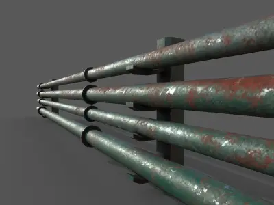 Industrial Pipes Low-poly 3D model