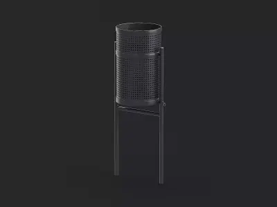 Trash Can Outdoor Metal Round Low-poly 3D model