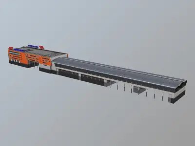 Airport Railroad Station UUEE Aeroexpress Low-poly 3D model