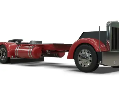 Peterbilt 351LW Chasis LowPoly 3D model air suspension Low-poly 3D model