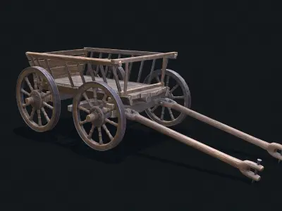 Medieval Cart 3 Low-poly 3D model