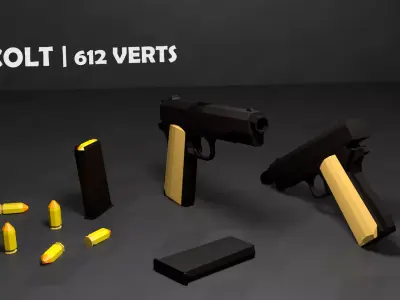 Low Poly Colt-m1911 pistol Low-poly 3D model