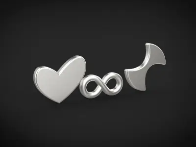 infinity-heart-circle part for pendant and earing model 3D print model