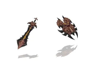 Infernal - Sword and Shield Low-poly 3D model