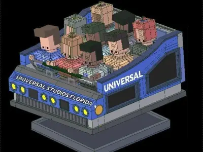 Universal Ride Vehicle Animated polyplanet Low-poly 3D model