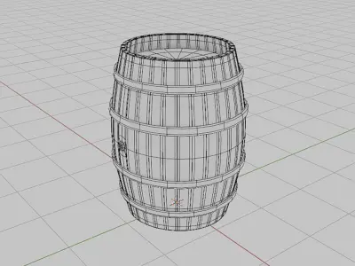 Wooden Barrel  Low-poly 3D model